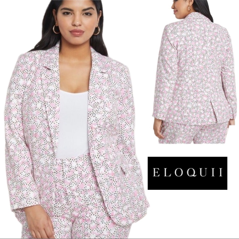 NEW Eloquii Pink Dot Floral Blazer
